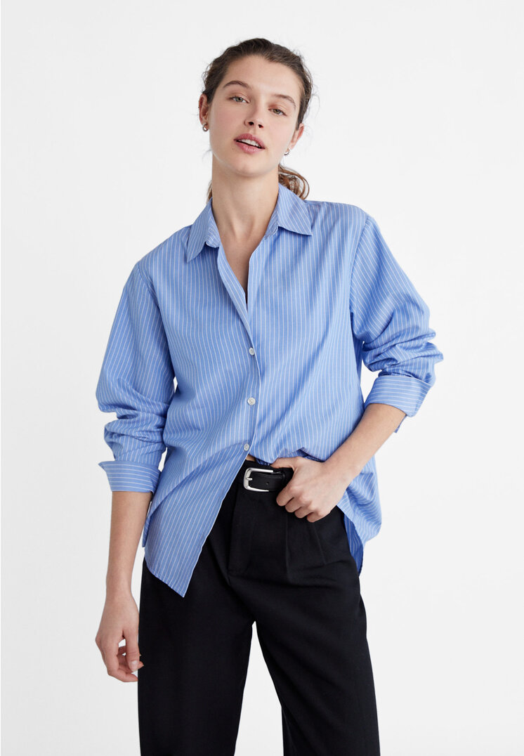 

Stradivarius Basic-Popelinhemd Himmelblau XL