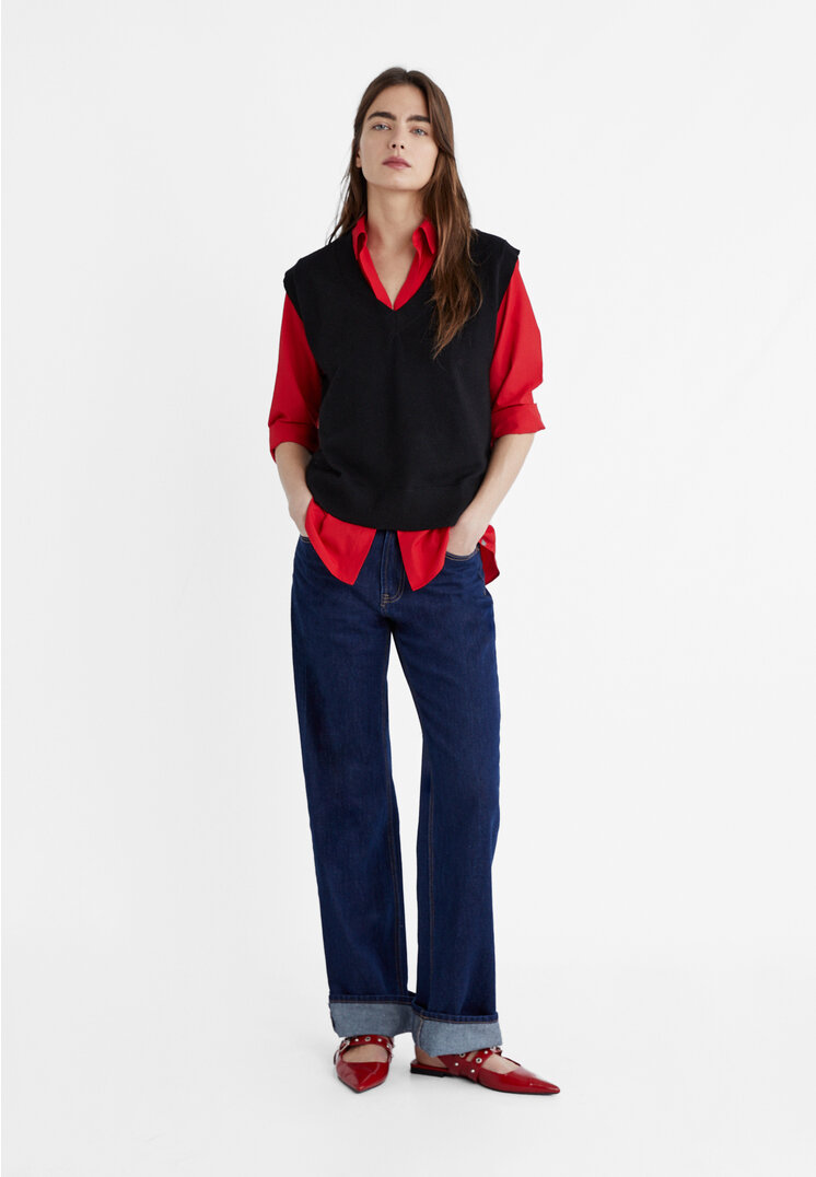 Stradivarius Basic poplin shirt  Red M