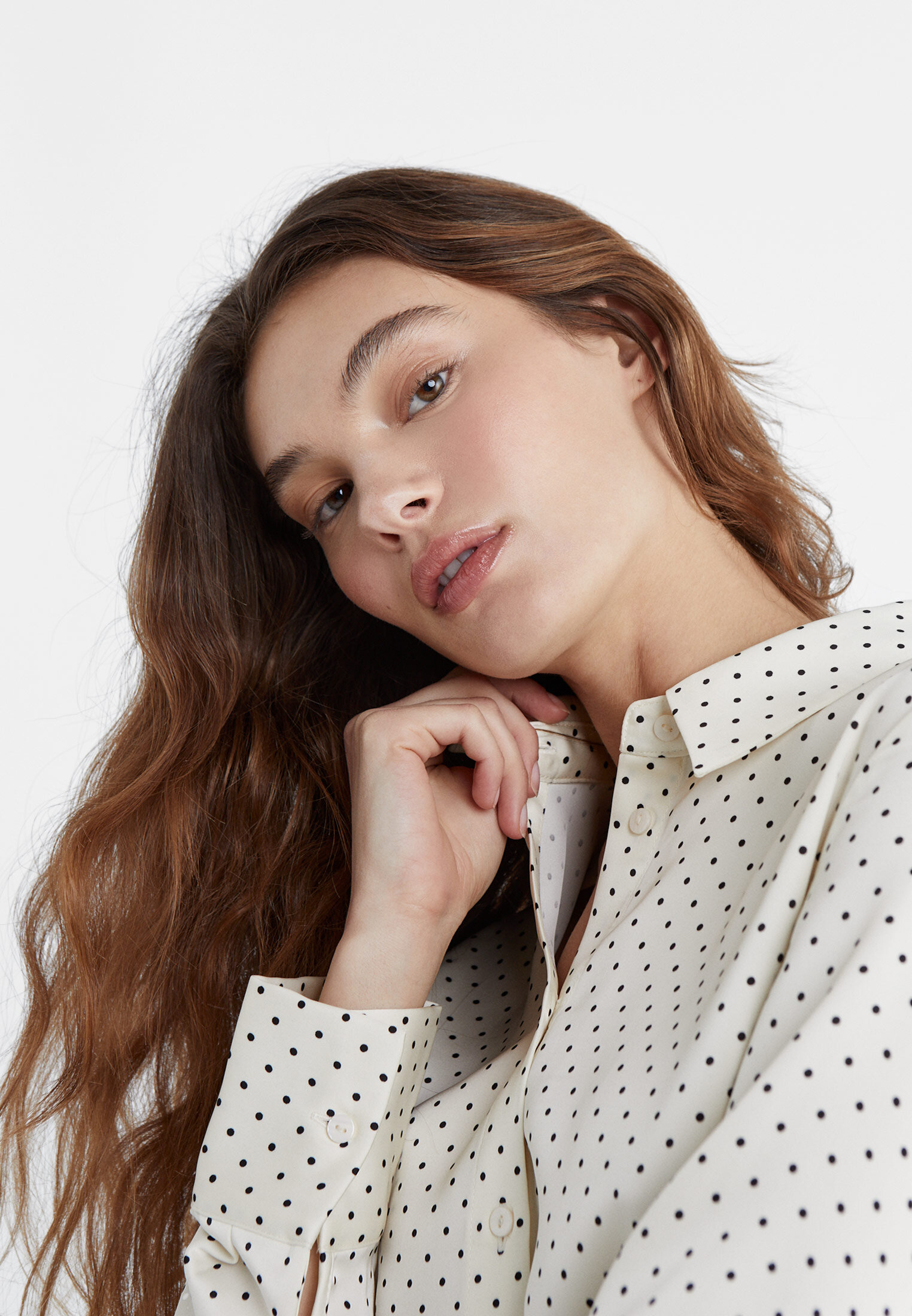 Polka dot store satin top