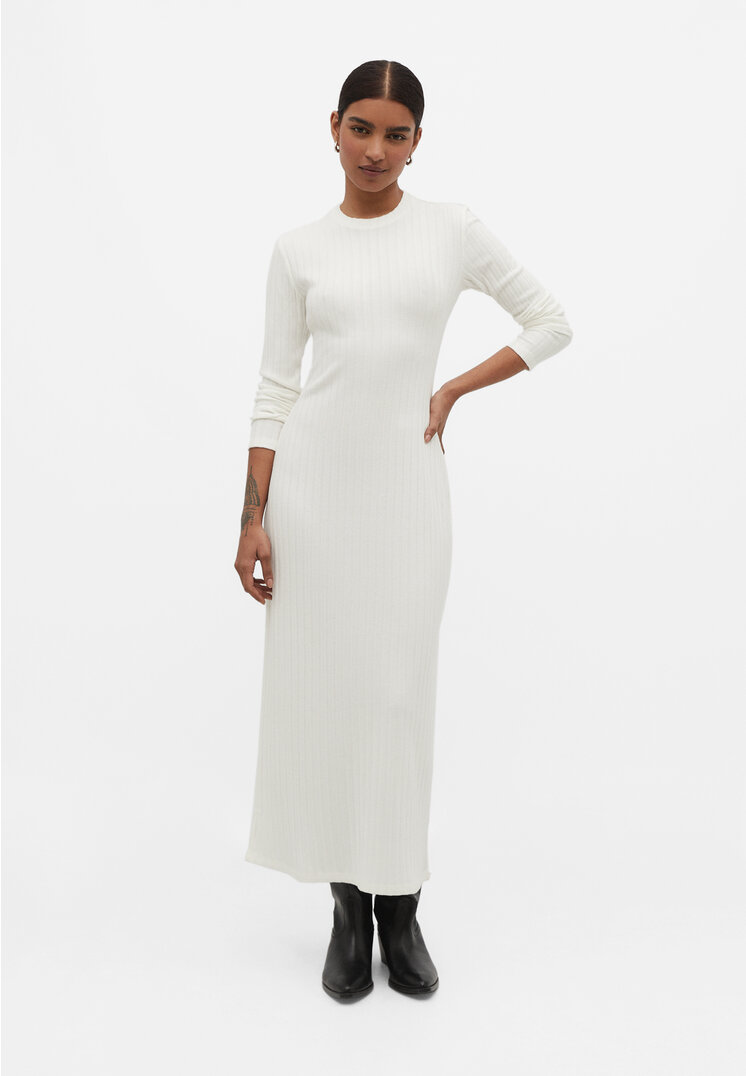 

Stradivarius Langes Kleid mit Rippmuster Ecru L