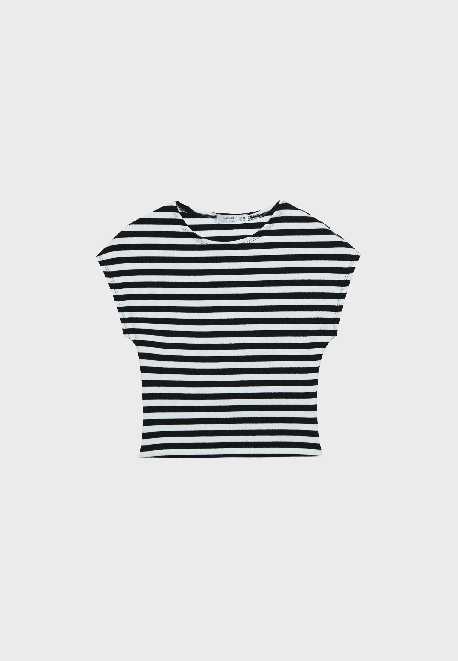 Striped top with mini sleeves - Women's fashion | Stradivarius