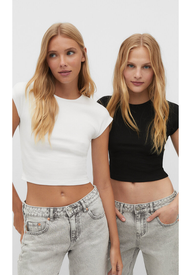 

Stradivarius Doppelpack Shirts mit Mini-Ärmeln Weiß M