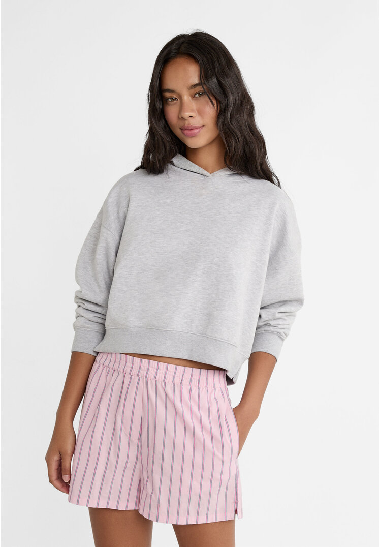

Stradivarius Cropped-Hoodie Grau Melange XL