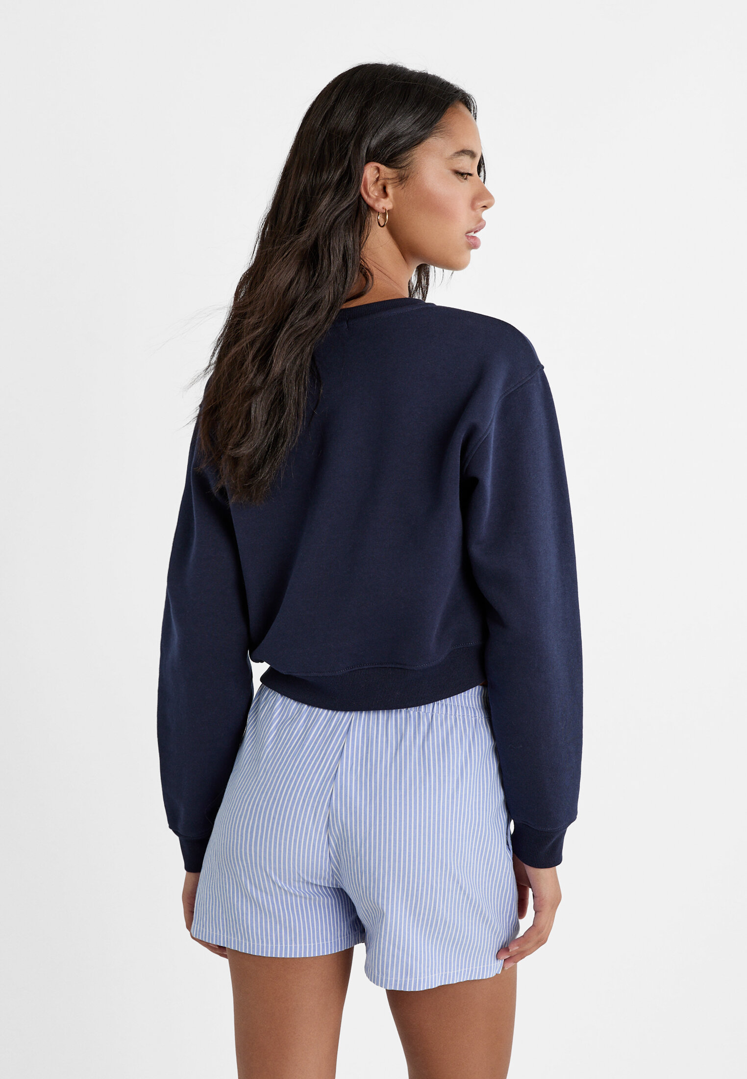 Navy store cropped sweatshirt