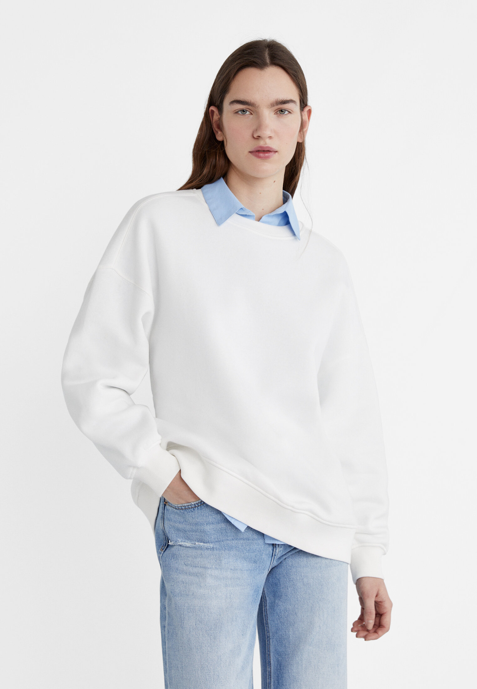 Oversized shop white sweatshirt