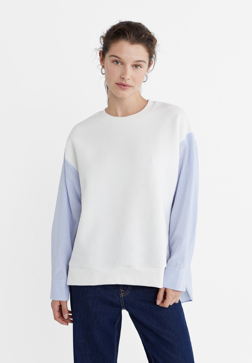 Sweatshirt med kontrasterende skjorte