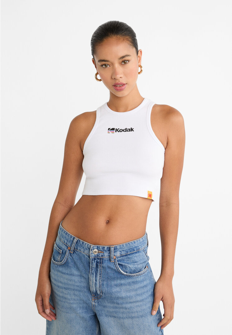 

Stradivarius Shirt Racerback Kodak Weiß L