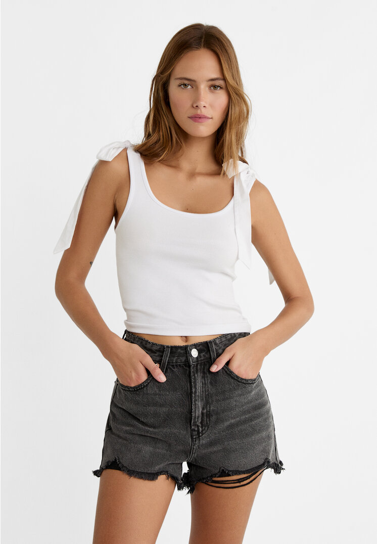 

Stradivarius Shirt mit kombinierten Schleifen Weiß XS