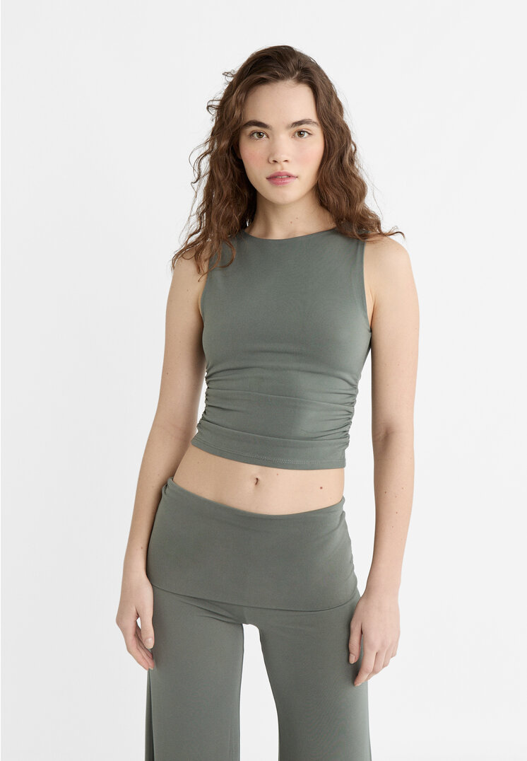 

Stradivarius Shirt mit Raffungen Khaki XS