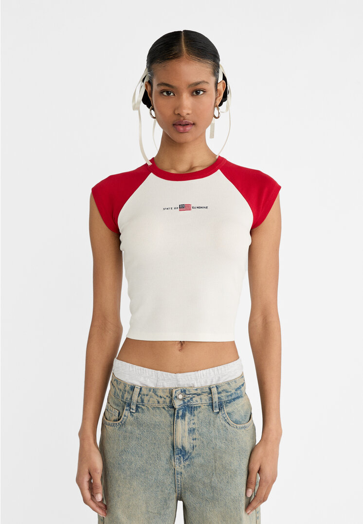 

Stradivarius Shirt im Rippenstrick Dunkelrot S