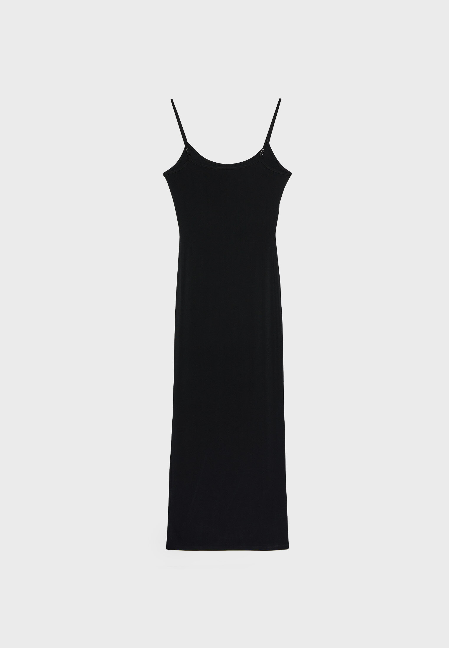 Long strappy black discount dress