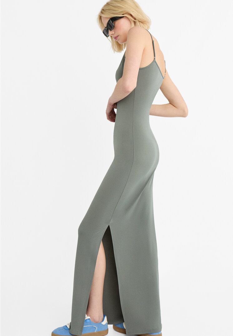 

Stradivarius Langes, körpernah geschnittenes Trägerkleid Khaki S