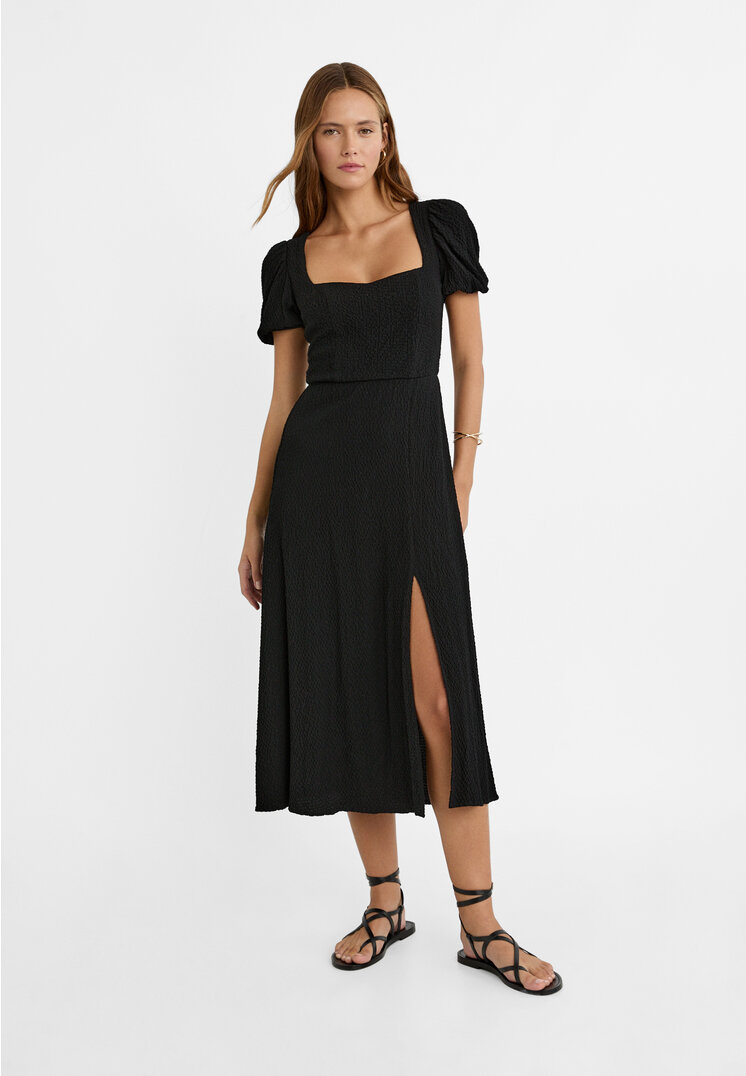 

Stradivarius Midikleid mit Schleife am Rücken Schwarz L