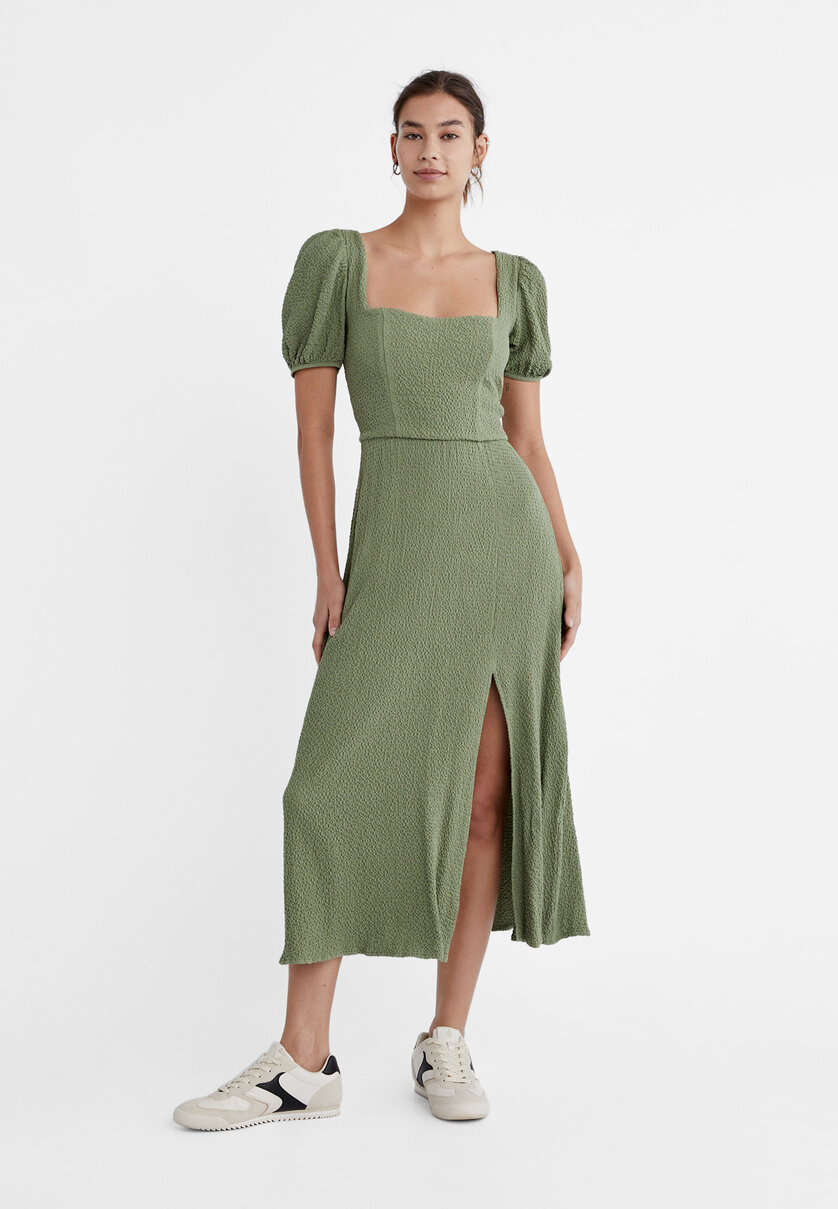 Midi dress with tied back