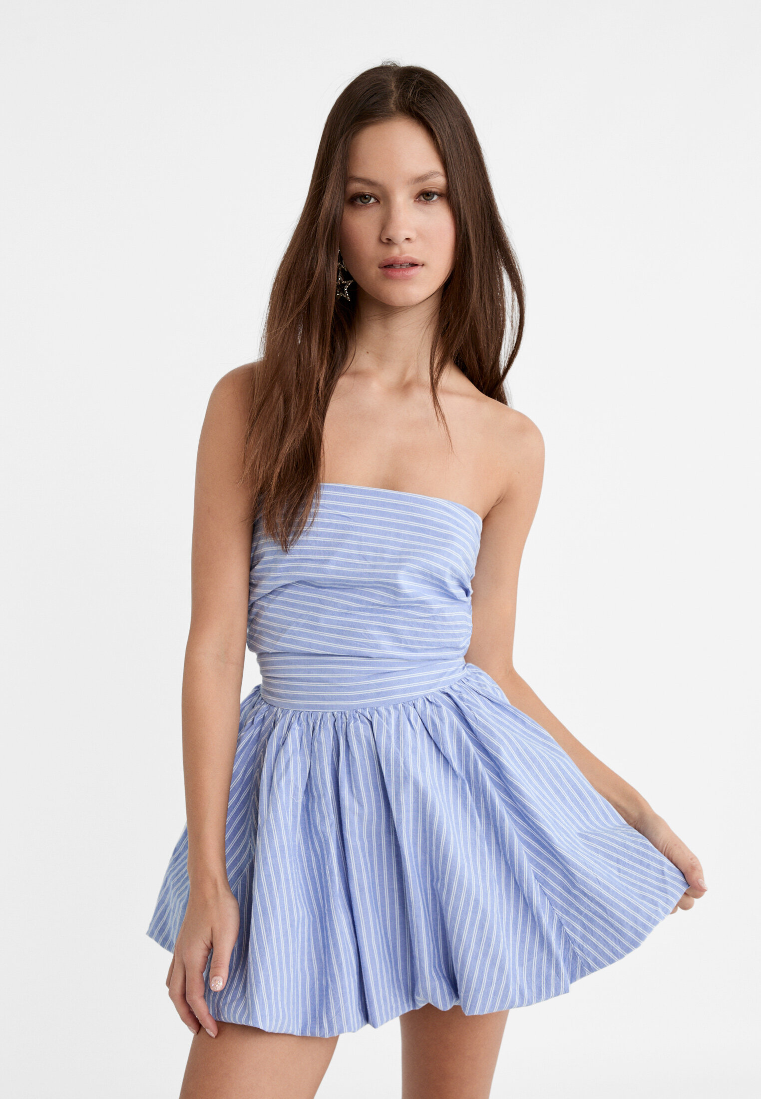 Short striped puff dress