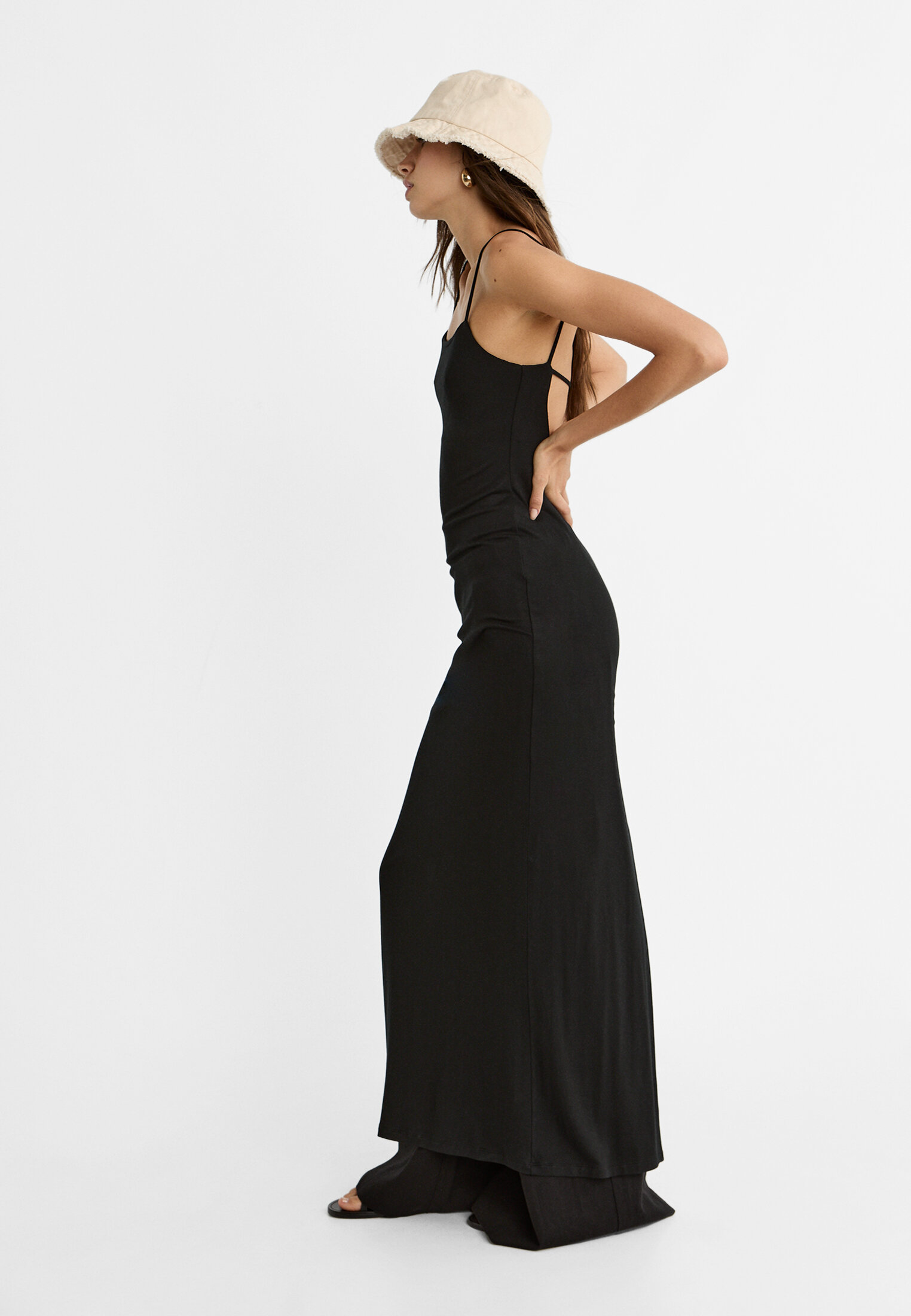 Long dress with back straps - Women