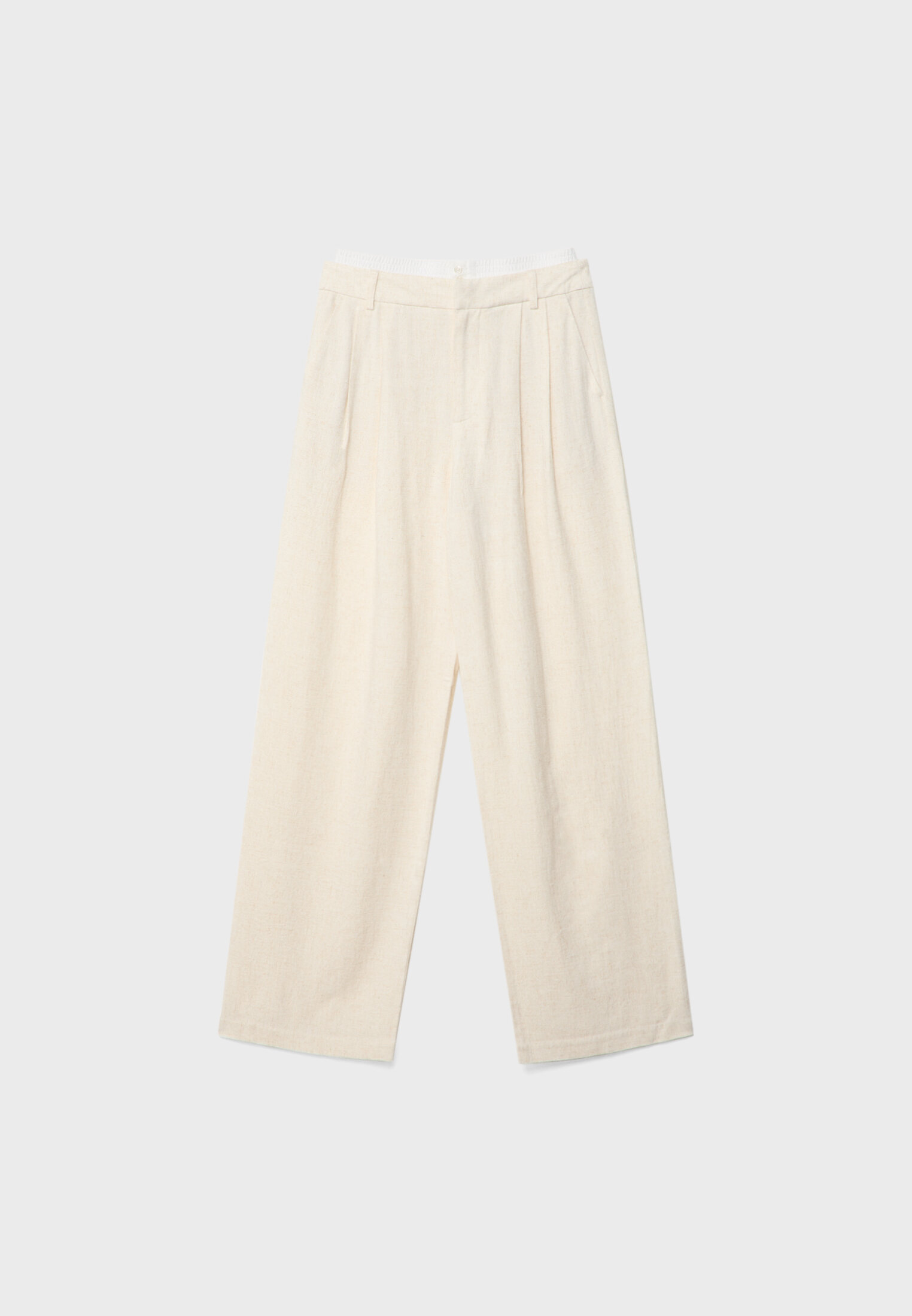 Pantalon pana blanco stradivarius sale