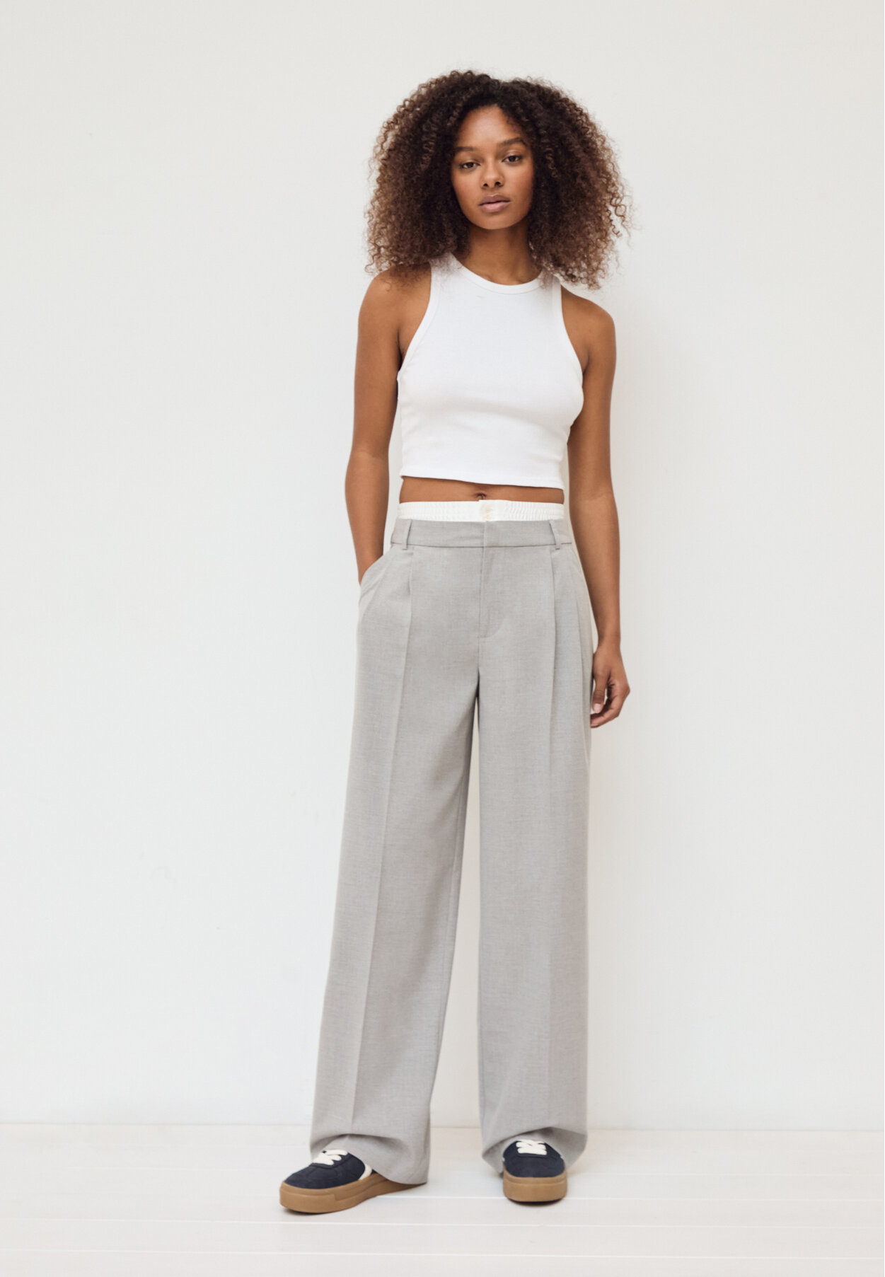 Women best sale grey trousers