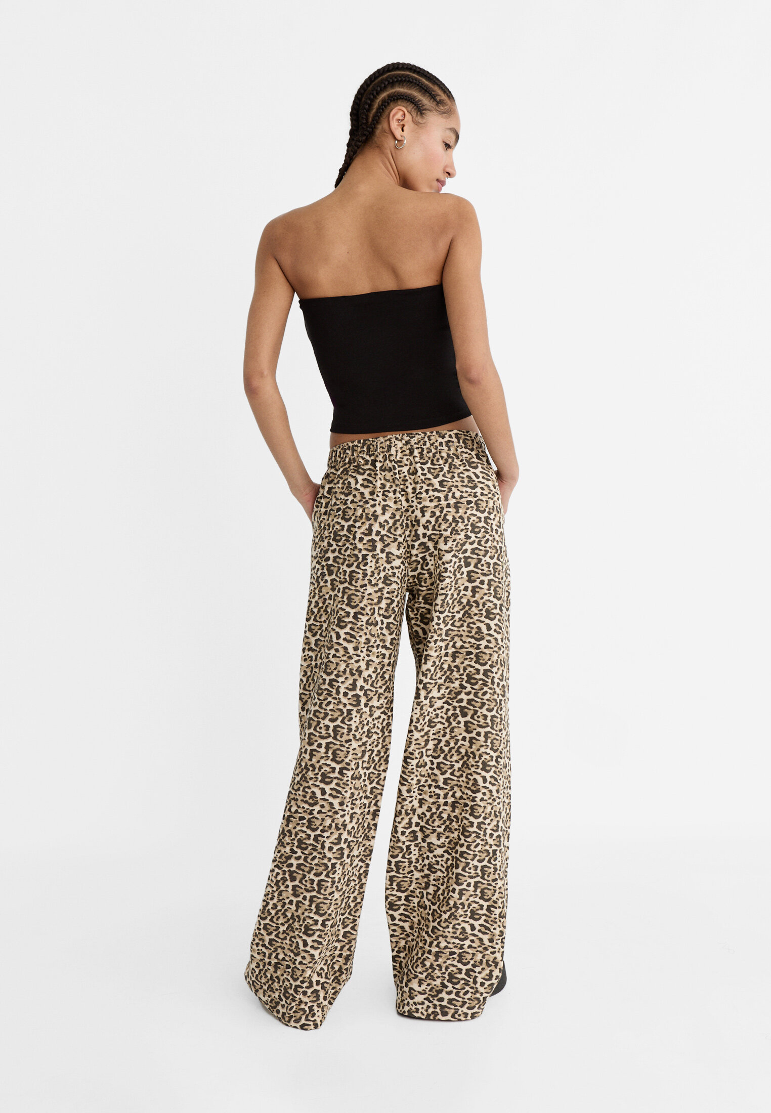 Pantalon fluide leopard avec lin