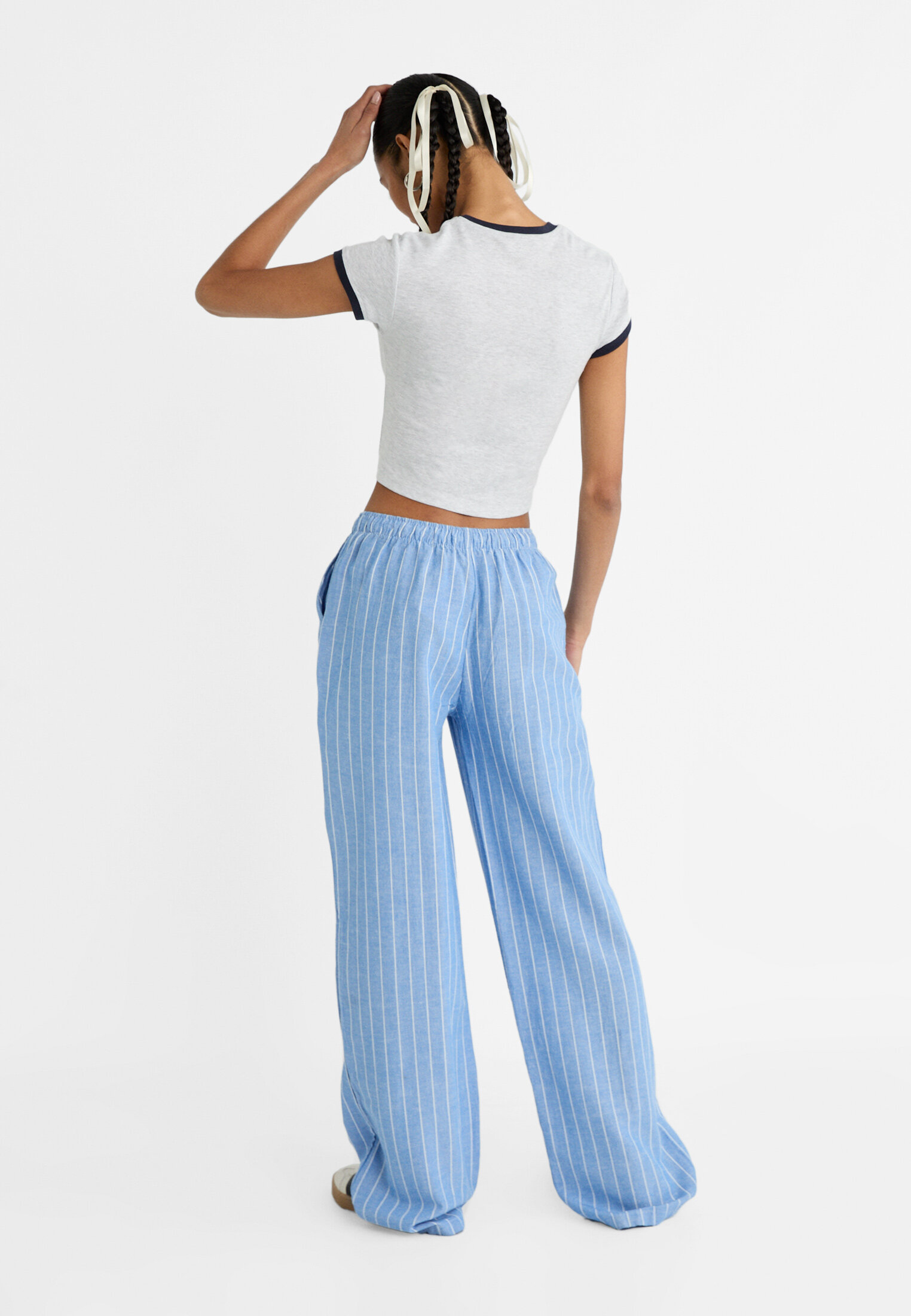 Stradivarius striped hot sale trousers