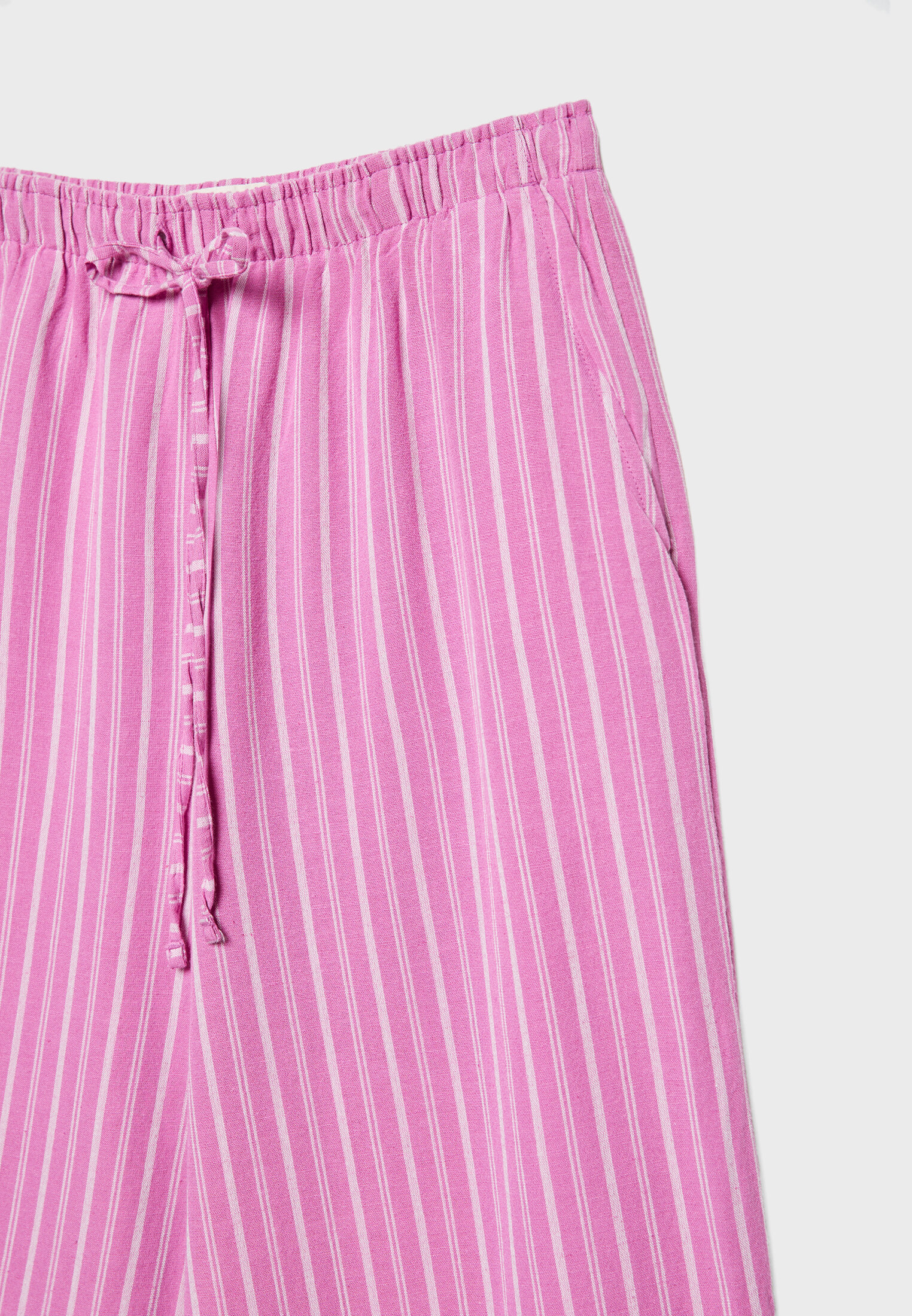 Striped relaxed fit linen blend trousers