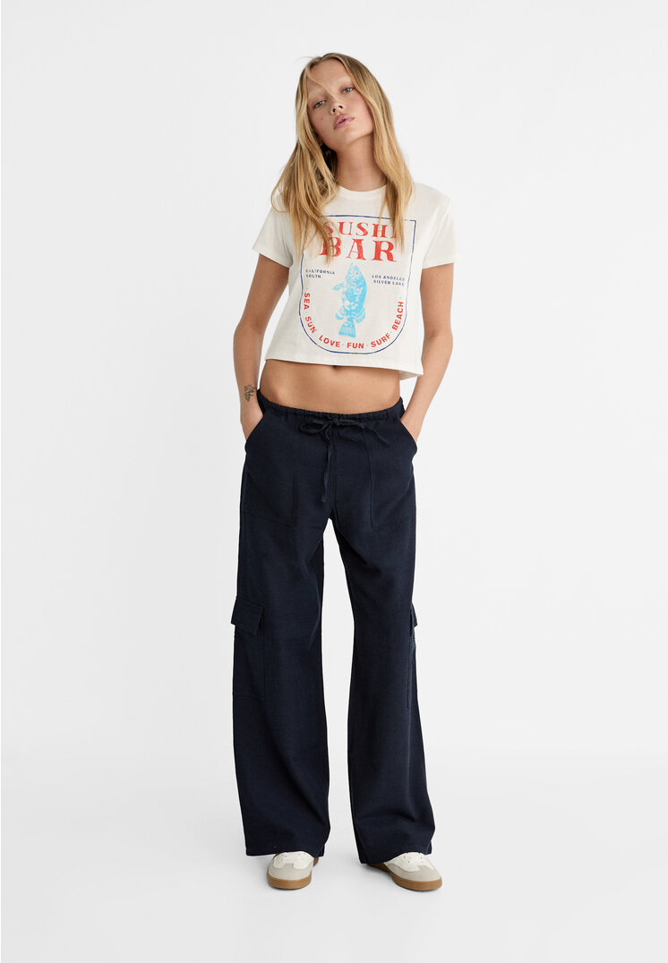 

Stradivarius Fließende Cargohose Marineblau M