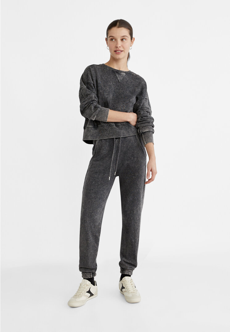 

Stradivarius Spodnie jogger z dzianiny dresowej Ciemnoszary L