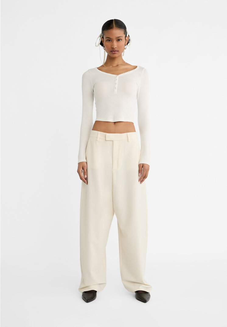 

Stradivarius Eleganckie spodnie baggy Ecru 44