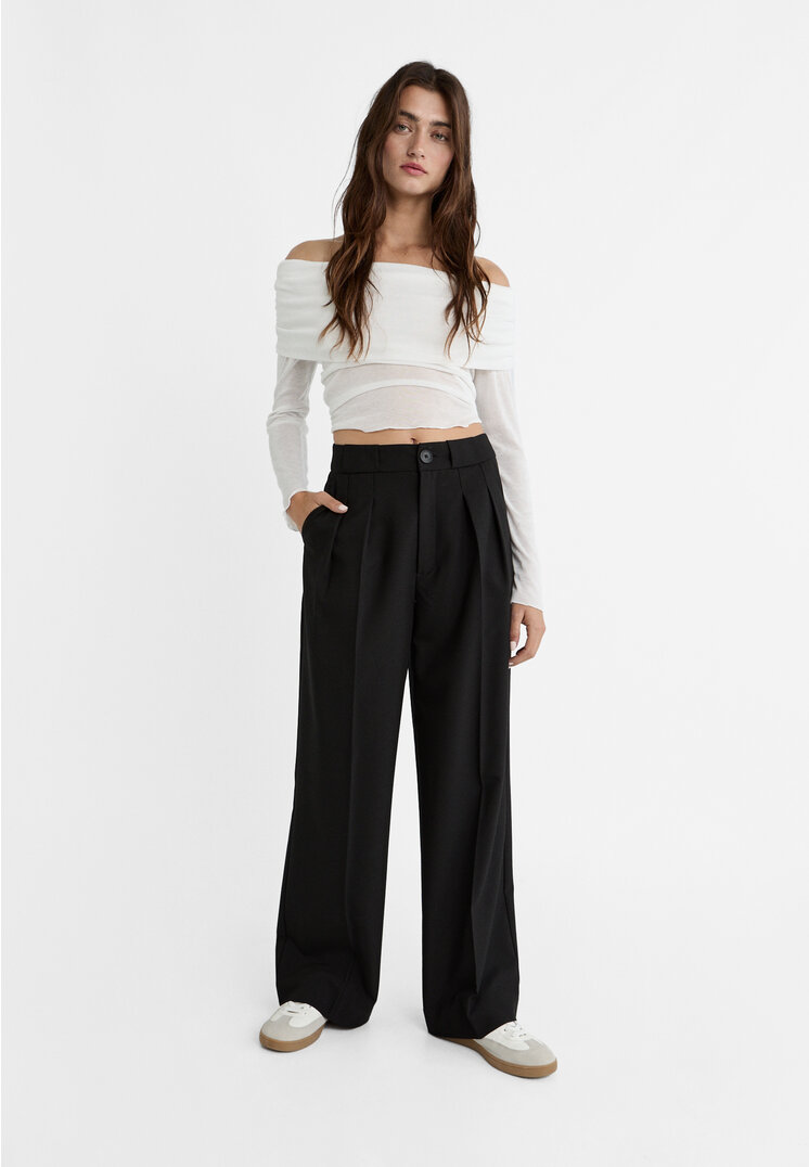 Stradivarius Smart trousers with darts  Black 10