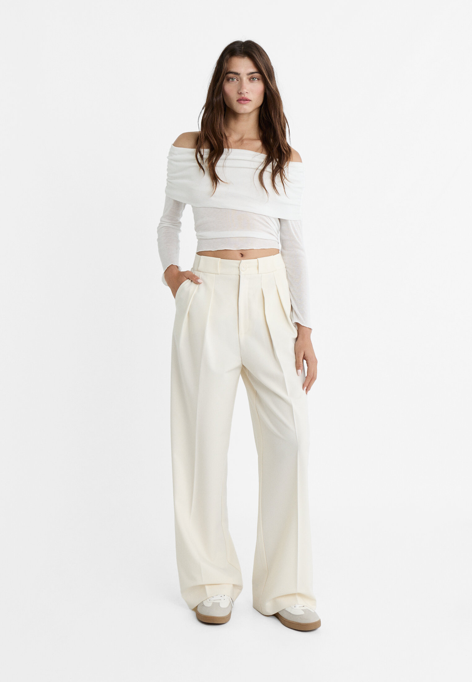 Stradivarius pantalon blanco hot sale