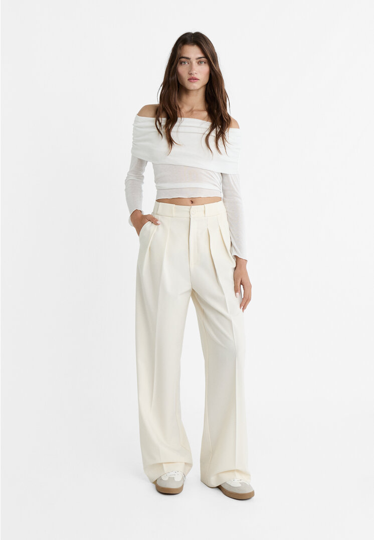 Stradivarius Smart trousers with darts  Vanilla 12