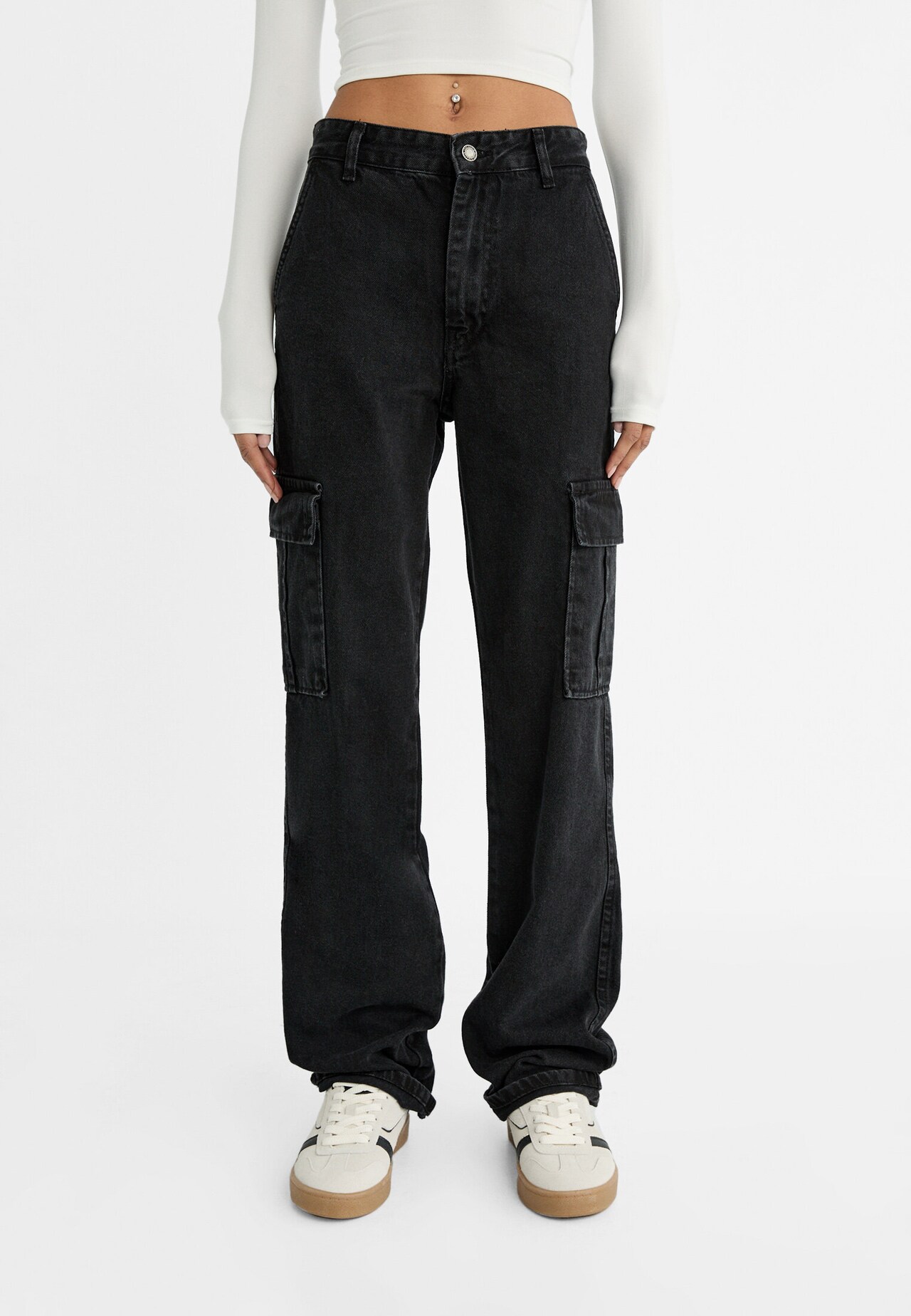 Straight fit cargo jeans - Women's fashion