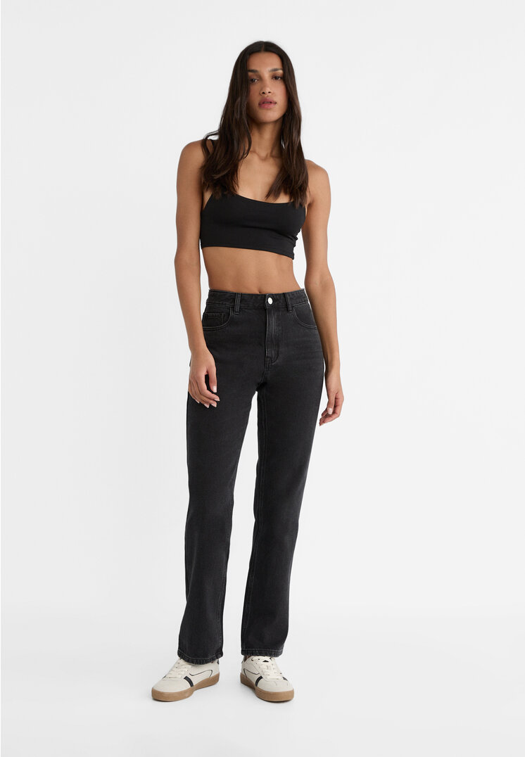 Stradivarius Jeans straight fit  Denim nero 38