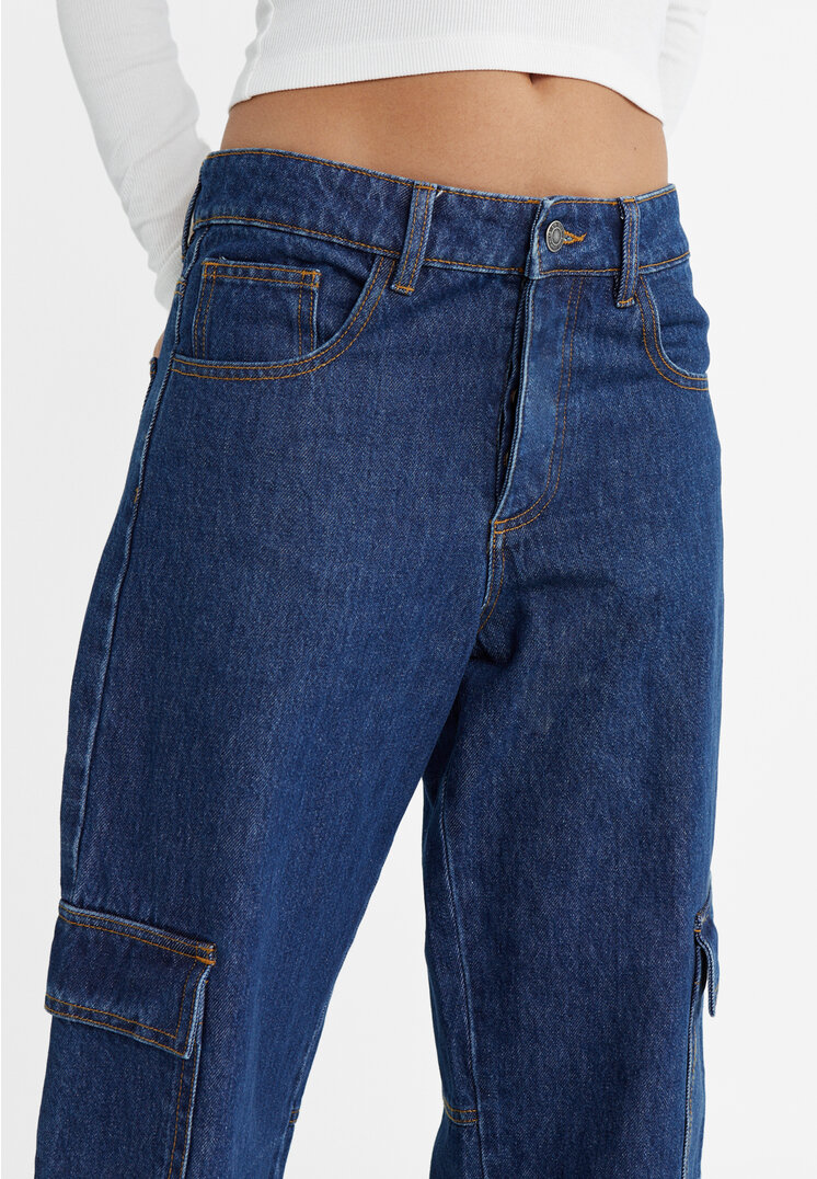 Stradivarius Straight cargo jeans  Blue denim 12