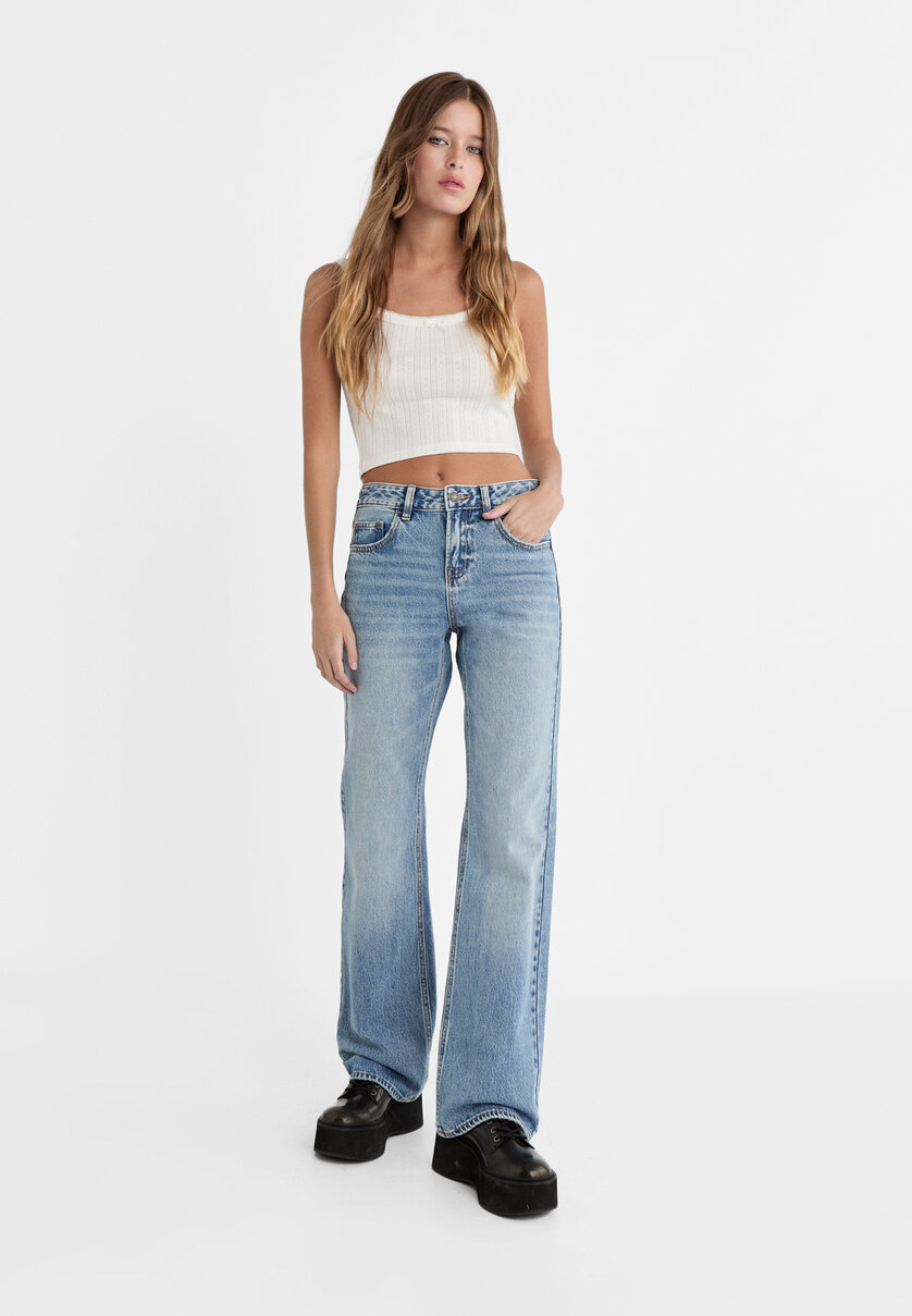 Pantalon super discount tiro alto stradivarius