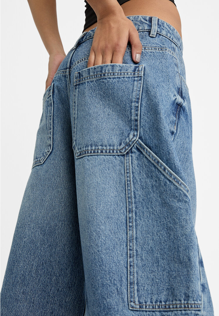 701 Stradivarius Gonna In Jeans Denim Giacca Con Frange