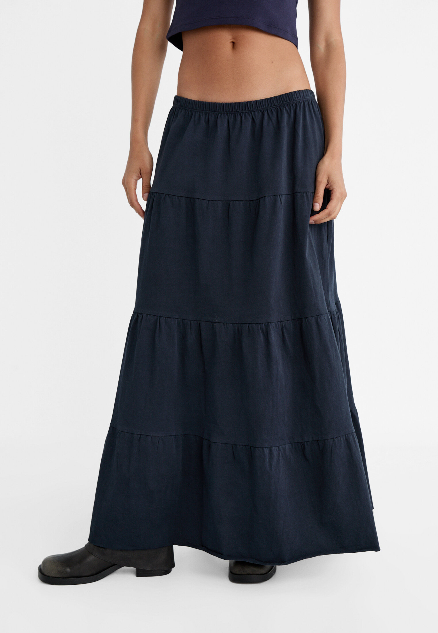 Elastic waist boho skirt best sale