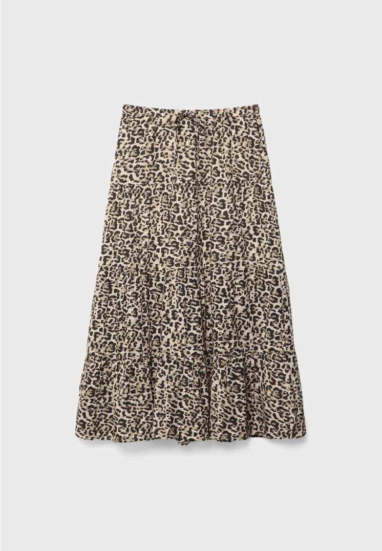 Flowing leopard print midi skirt