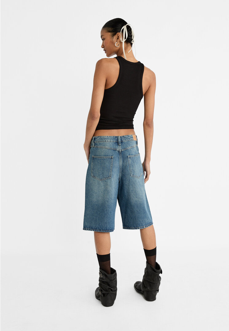 Stradivarius Baggy Bermuda jorts Blue denim Recommend