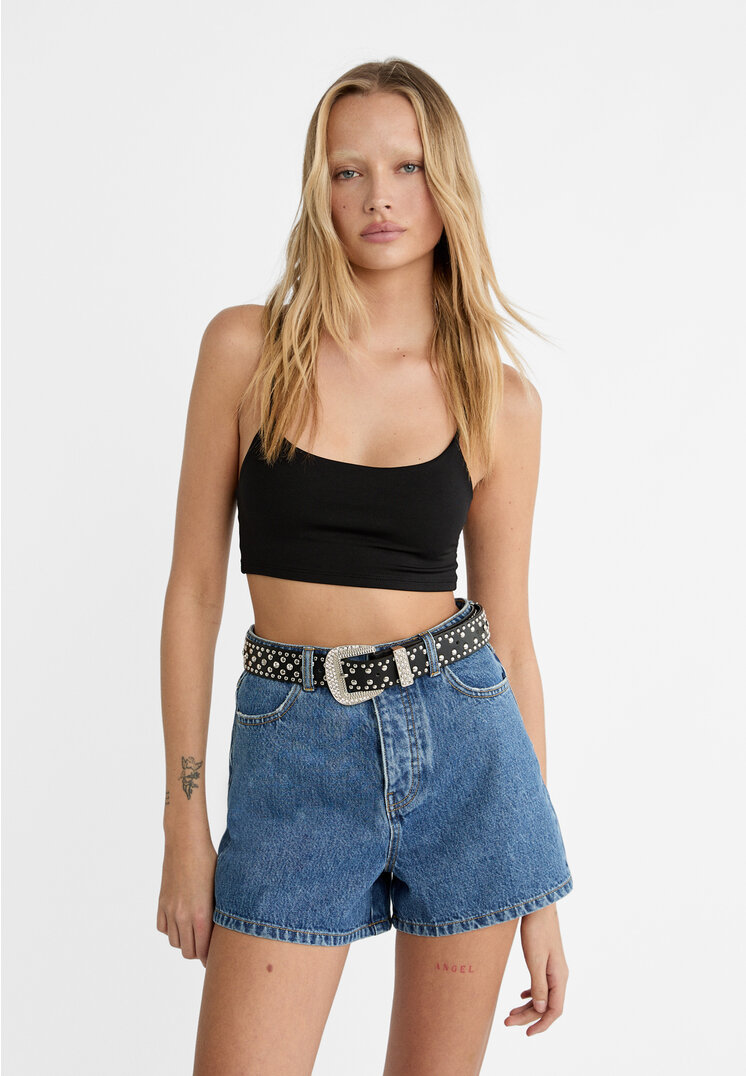 

Stradivarius Mom-Fit-Denimshorts Jeansblau 40
