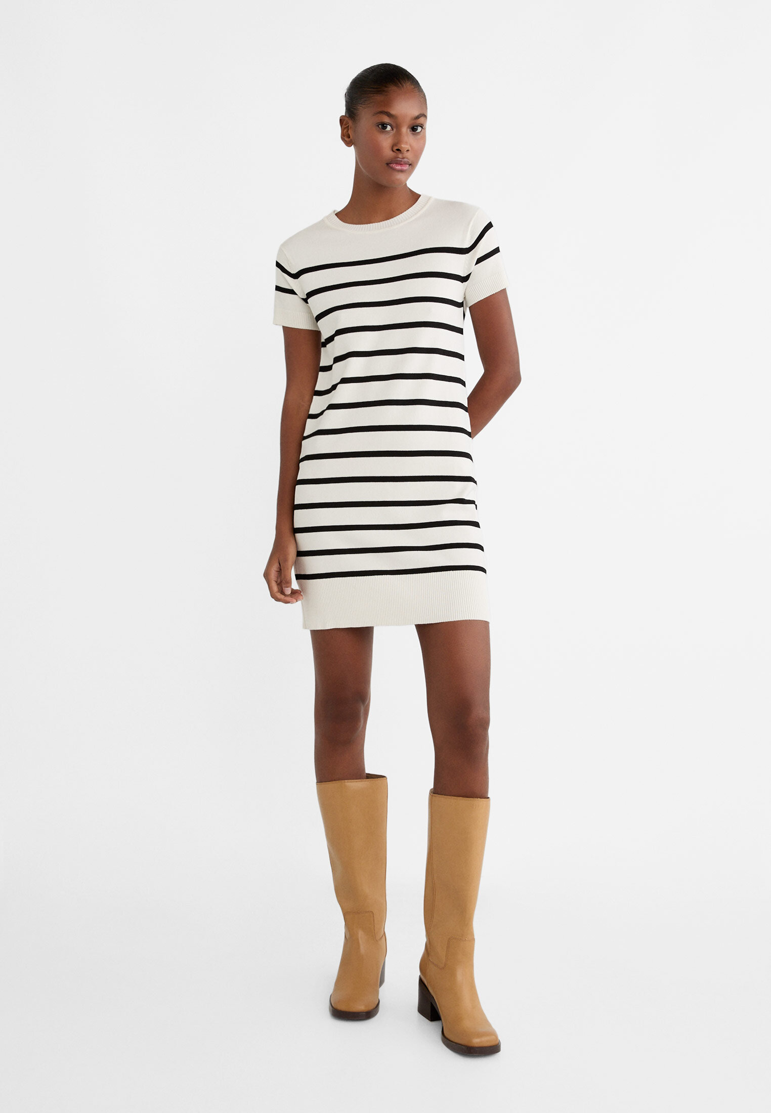 Short striped knit dress