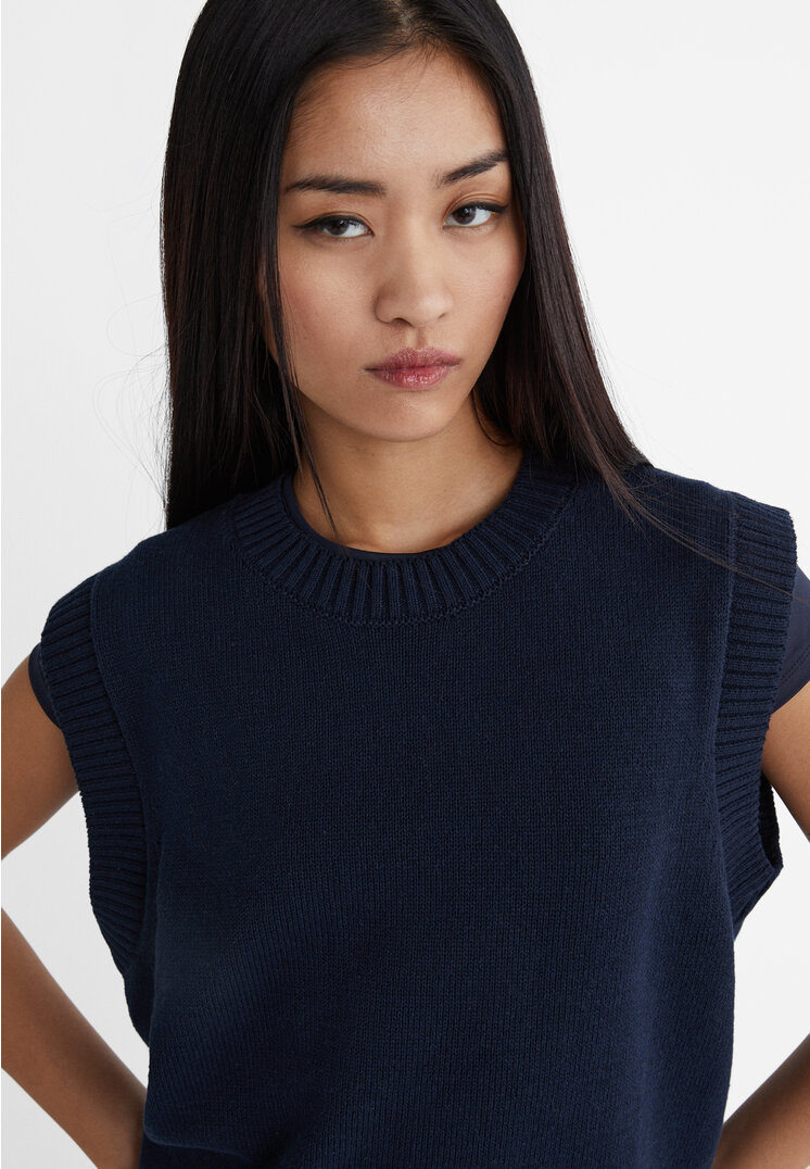 Stradivarius Knitted vest  Navy blue S