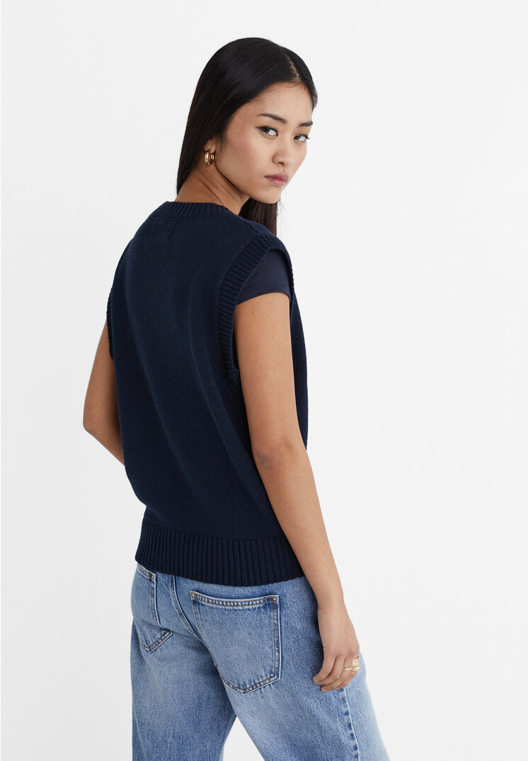 Stradivarius Knitted vest  Navy blue S