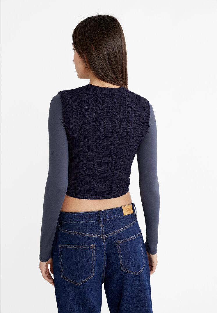 Stradivarius Gilet in maglia con bottoni  Azzurro mare S