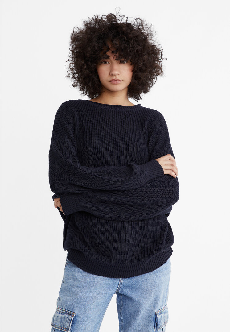 Stradivarius Oversize knit jumper  Navy blue XL