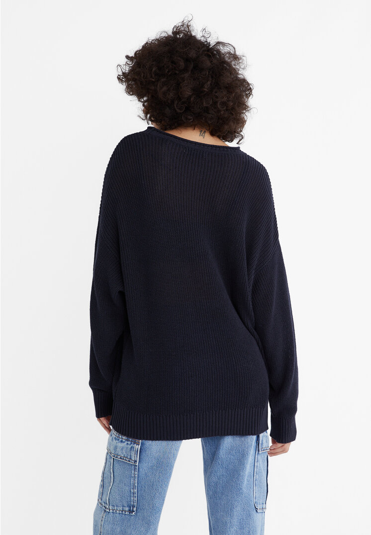 Stradivarius Oversize knit jumper  Navy blue XL