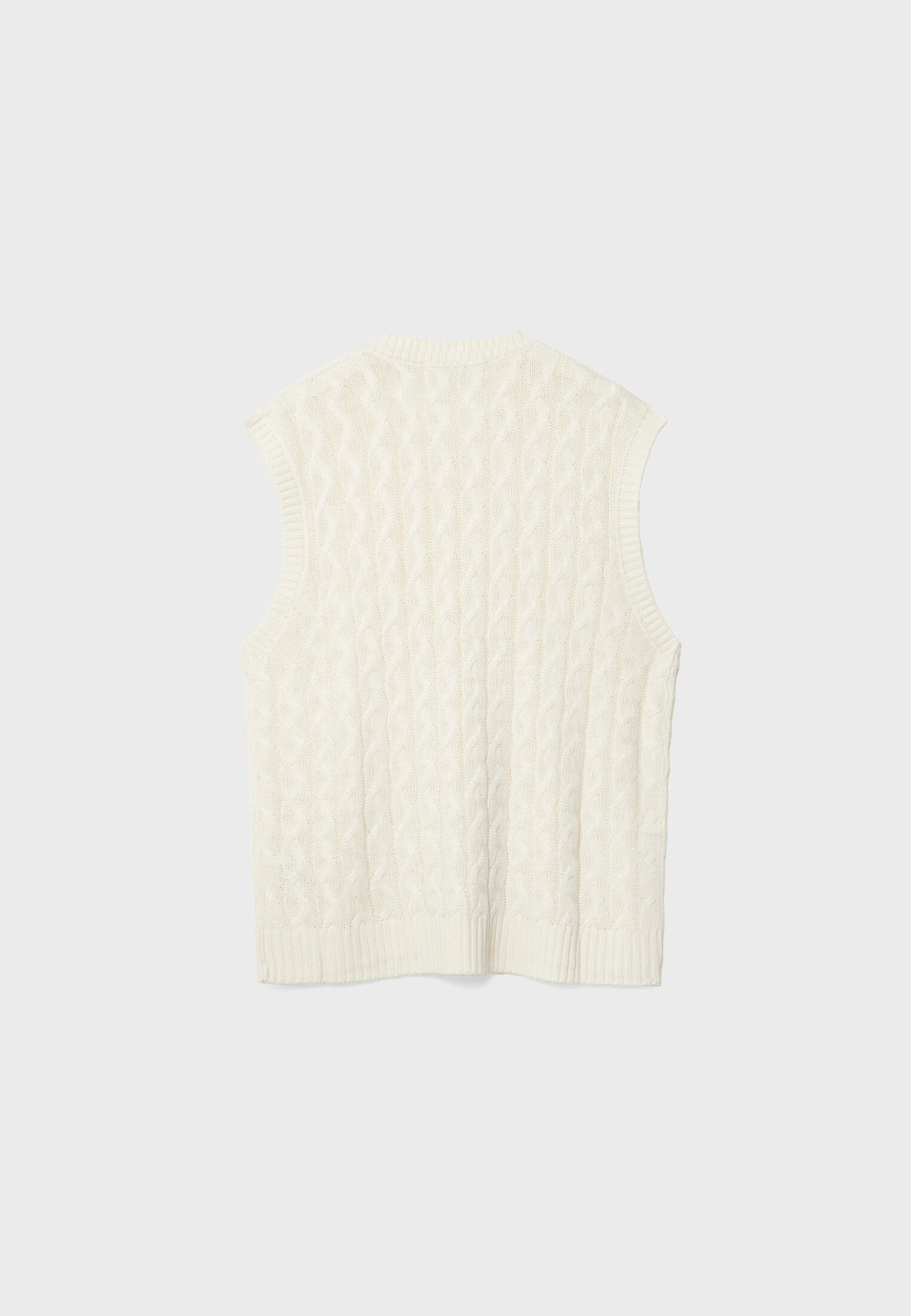 Cream Oversized Cable Knit Vest, Knitwear