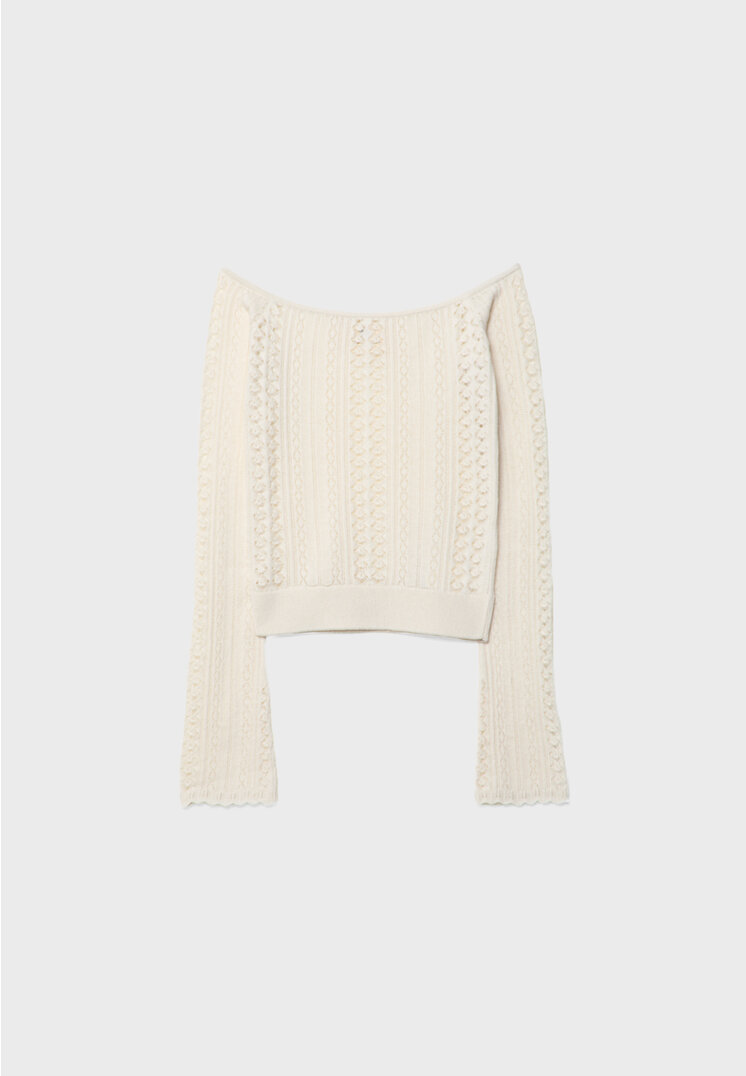 Open-knit off-the-shoulder sweater - Women's fashion