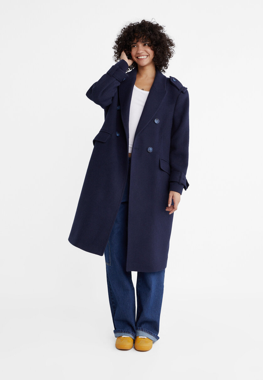 Long coat with tabs