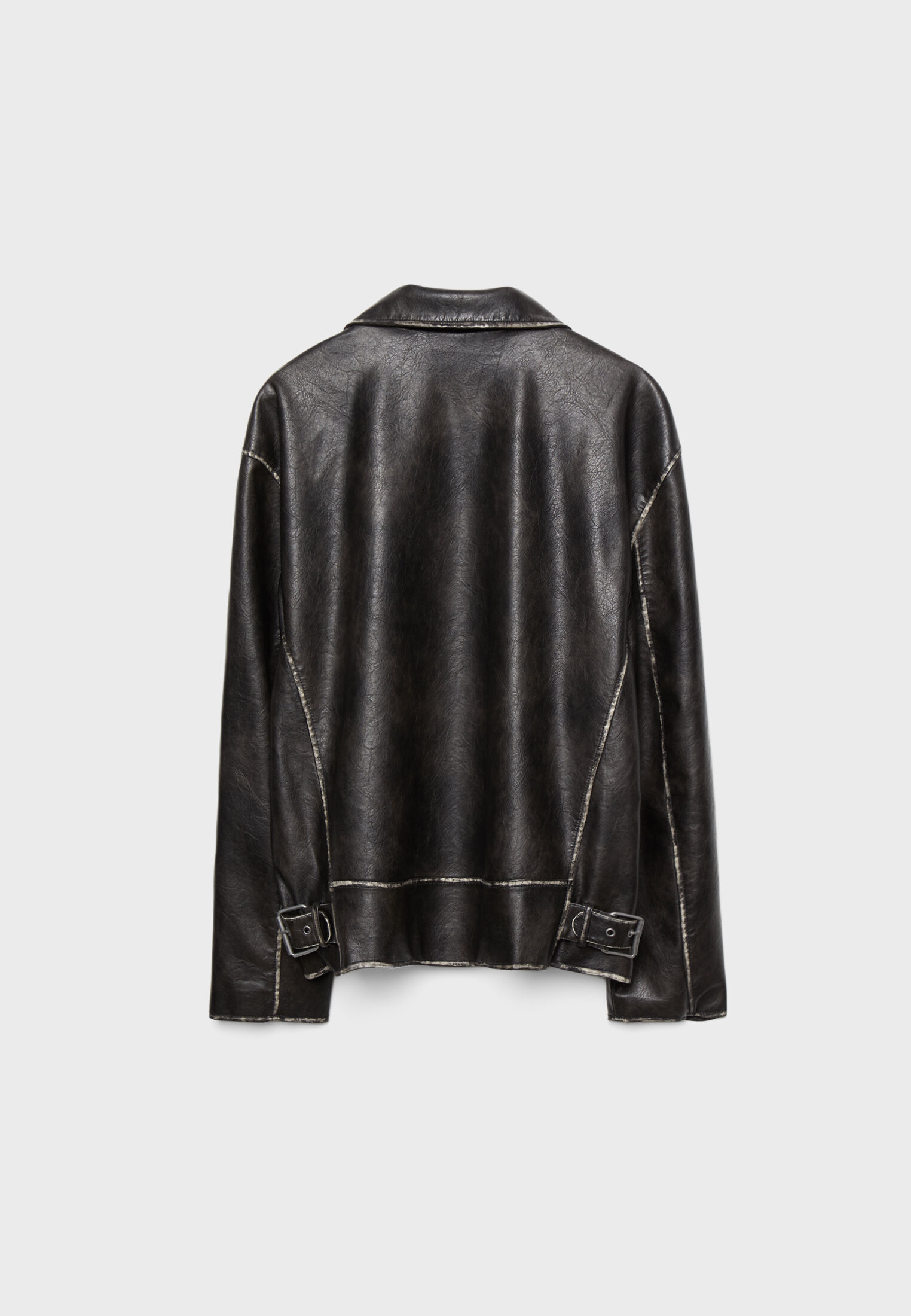 Leather effect jacket with seam details